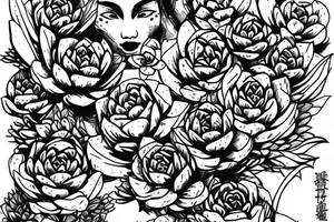 Side face with succulents tattoo idea