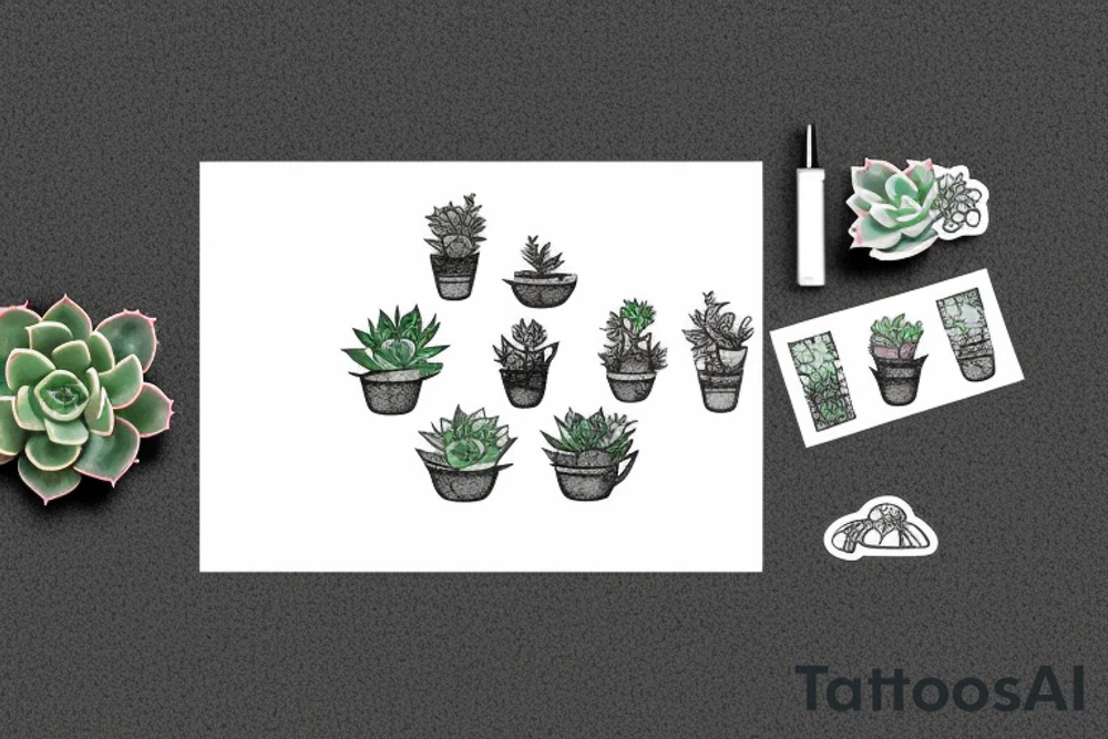 Smiling face with succulents tattoo idea