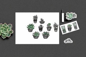 Smiling face with succulents tattoo idea