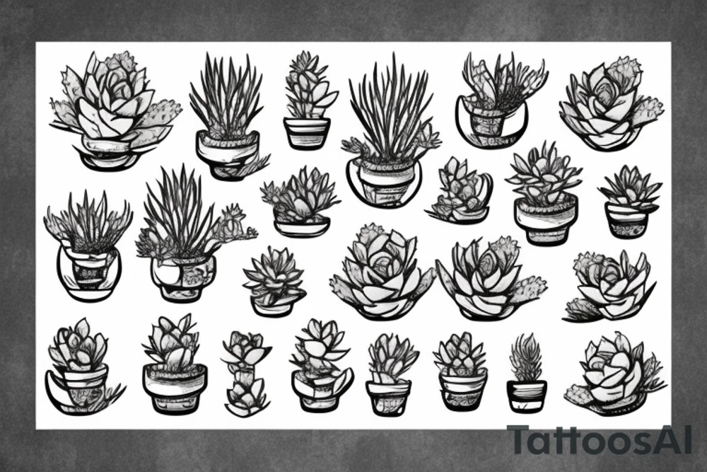 Smiling face with succulents tattoo idea