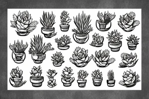 Smiling face with succulents tattoo idea