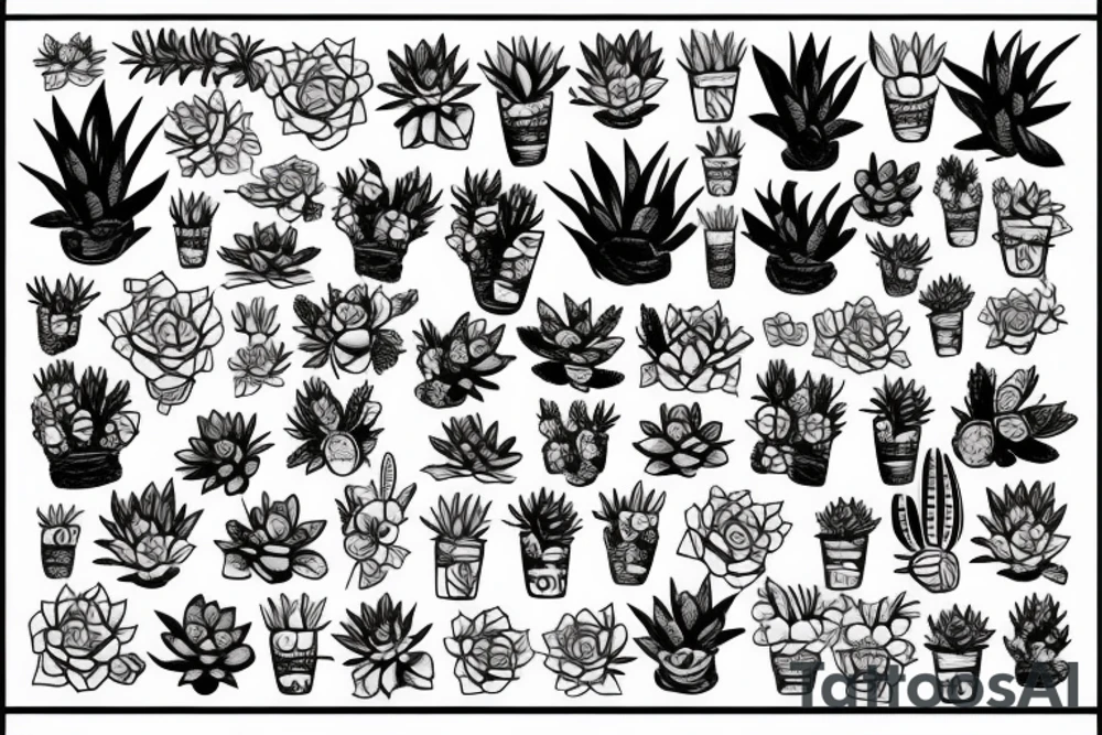 Smiling face with succulents tattoo idea