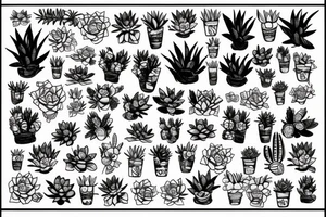 Smiling face with succulents tattoo idea
