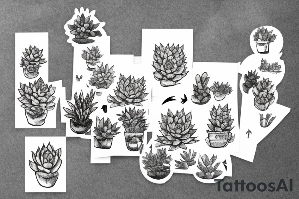 Smiling face with succulents tattoo idea