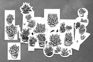 Smiling face with succulents tattoo idea