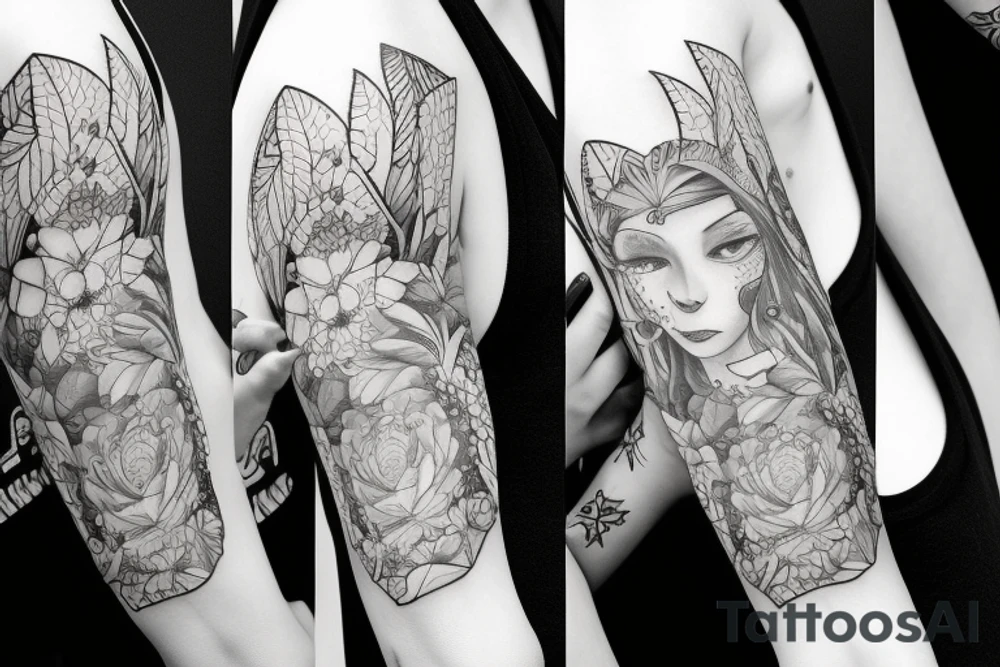 Succulent sleeve tattoo idea