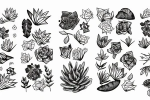 Succulent sleeve tattoo idea
