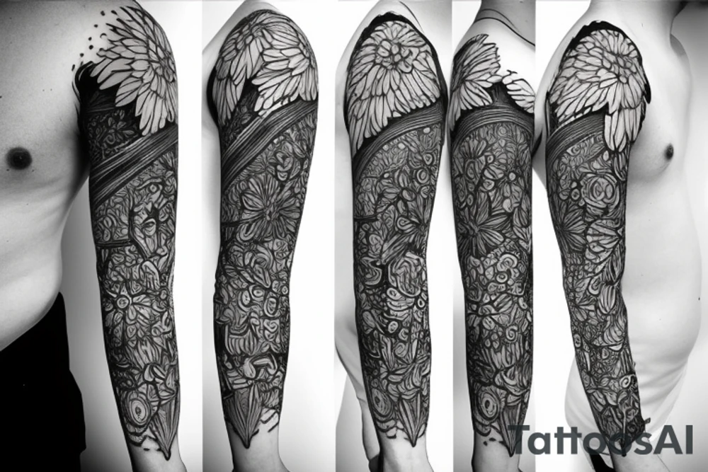 Succulent sleeve tattoo idea