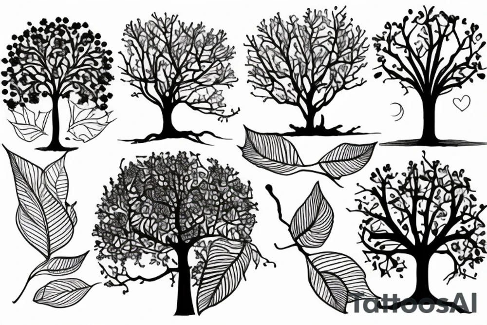 A single tree with leaves tattoo idea