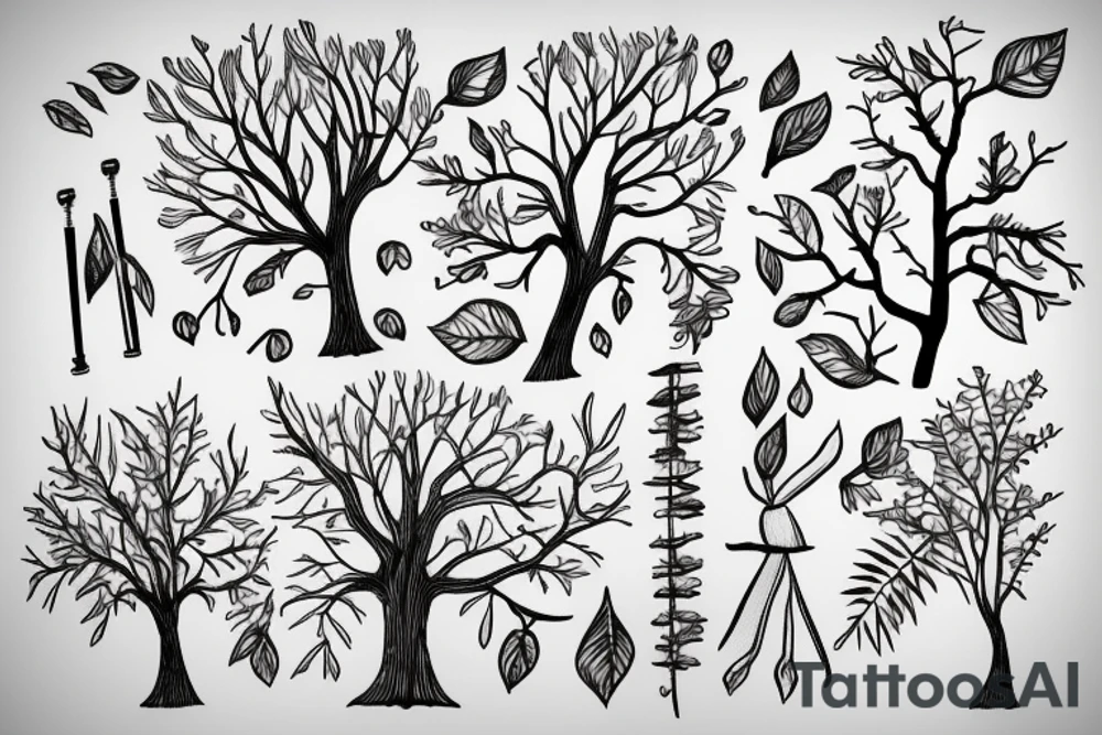 A single tree with leaves tattoo idea