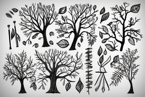 A single tree with leaves tattoo idea