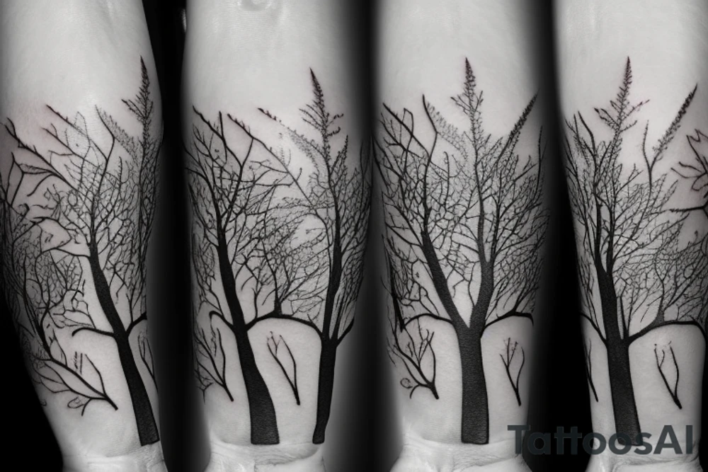 A single tree with leaves tattoo idea