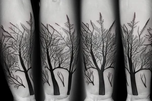 A single tree with leaves tattoo idea
