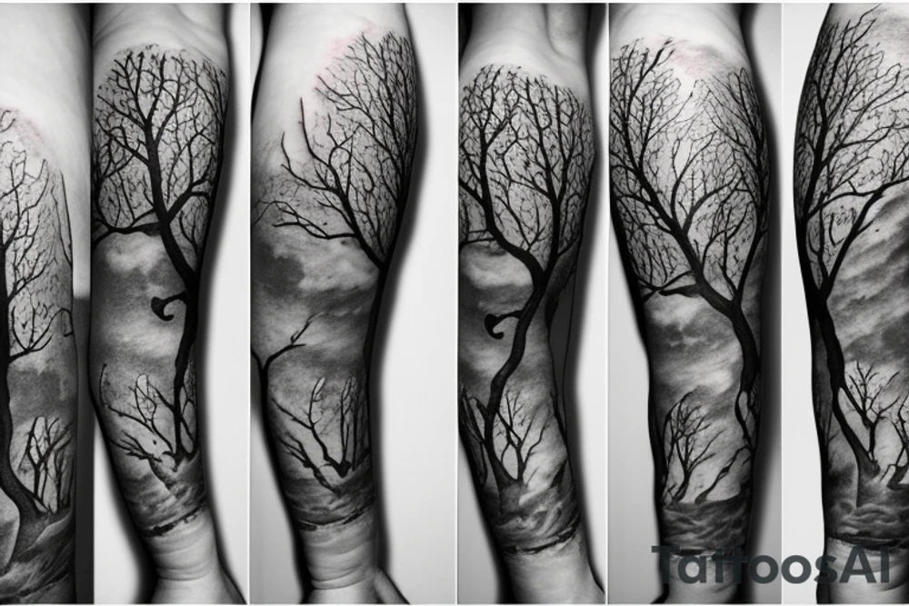 A single tree with leaves tattoo idea
