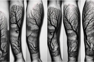 A single tree with leaves tattoo idea