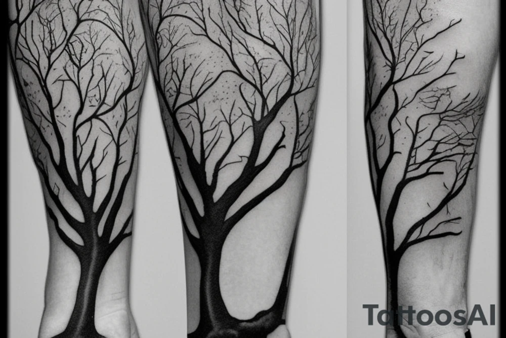 A single tree with roots tattoo idea
