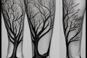 A single tree with roots tattoo idea
