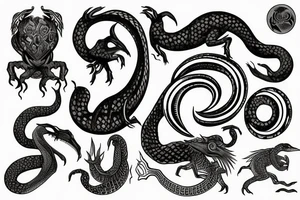 Ouroborus wraps around Penroose's triangle tattoo idea