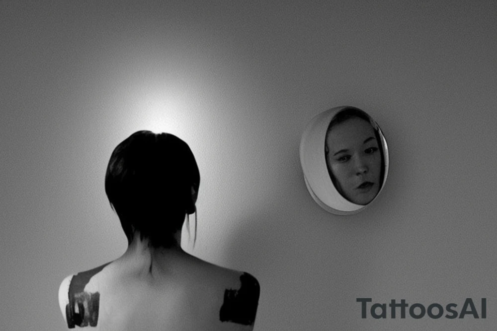 Staring at the sun is dangerous and painful, but she is willing to do it. Staring in the mirror forces her to look at herself and see her true faults and weaknesses, and she is not willing to do that. She can face the external, disconnected danger, but not the internal, personal ones. She is brave, but not brave enough to face her own true self. tattoo idea