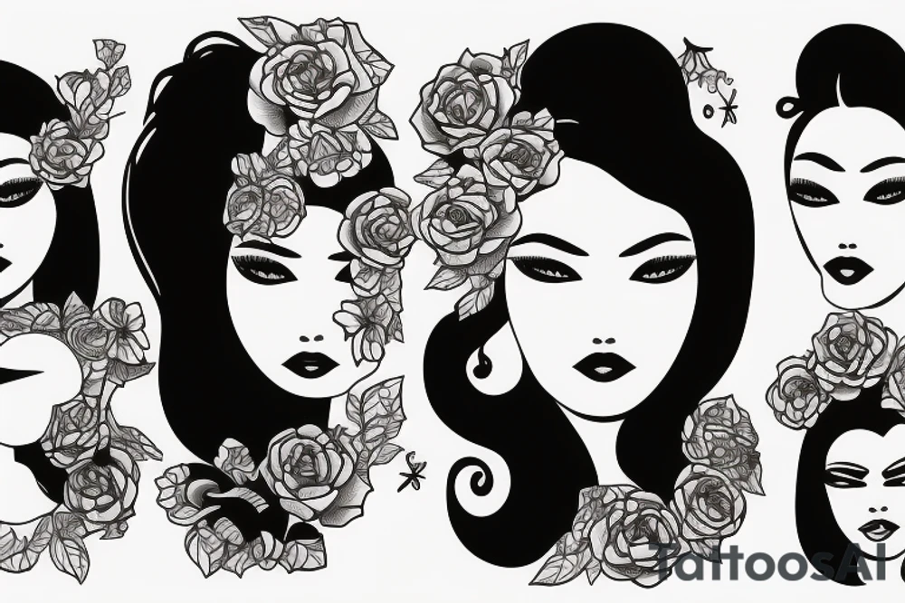 Women looking in a mirror tattoo idea