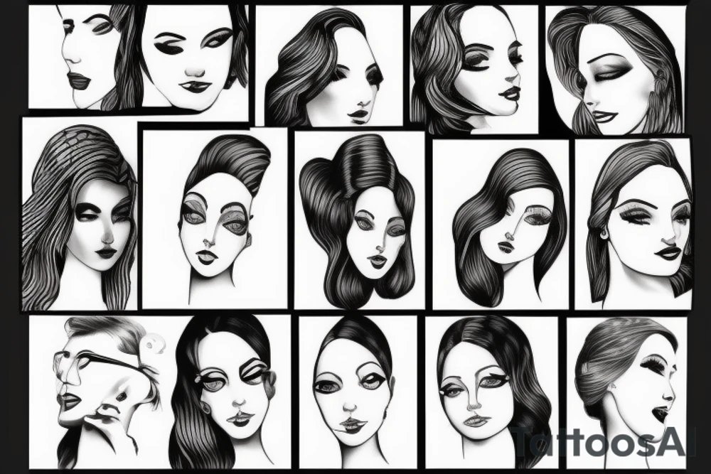 Women looking in a mirror tattoo idea