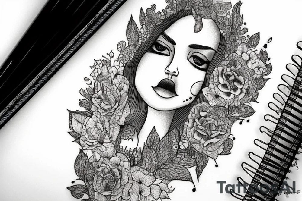 Women looking in a mirror tattoo idea