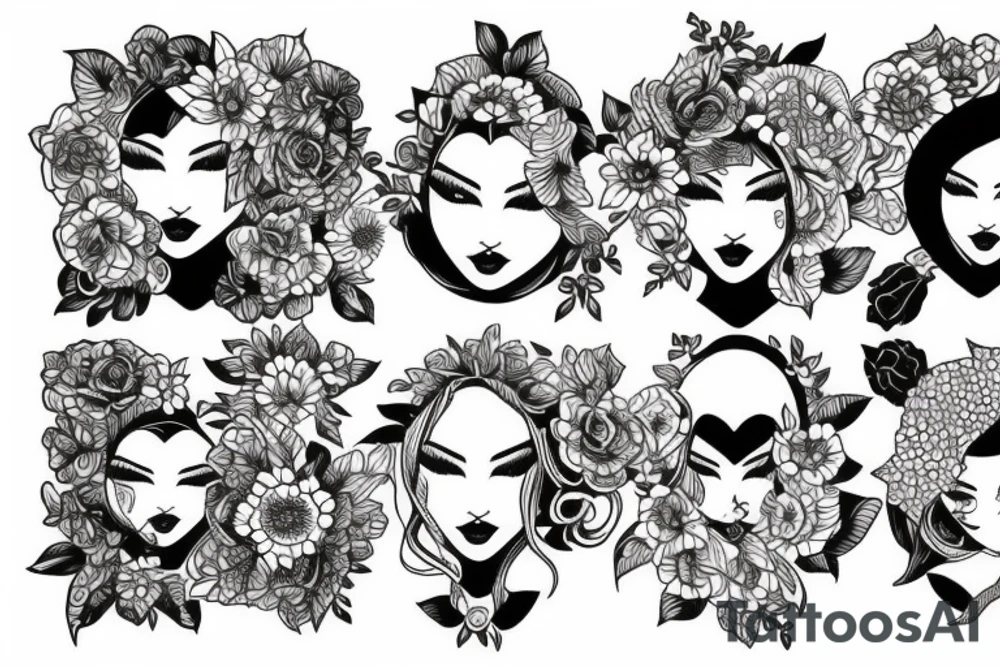 Women looking in a mirror tattoo idea