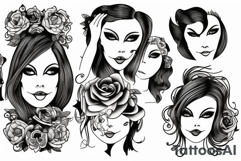 Women looking in a mirror tattoo idea