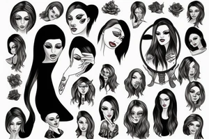 Women looking in a mirror tattoo idea