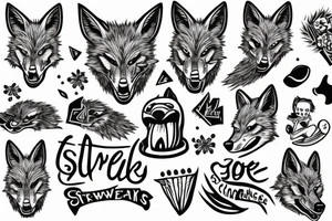 angry coyote holding a strawflakes tattoo idea
