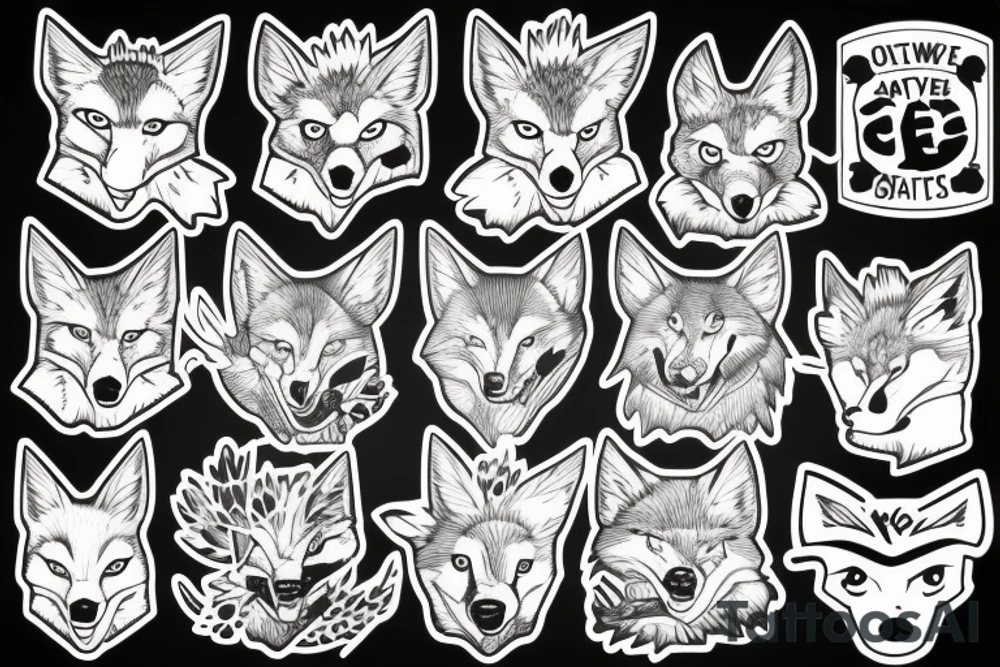 angry coyote holding a strawflakes tattoo idea