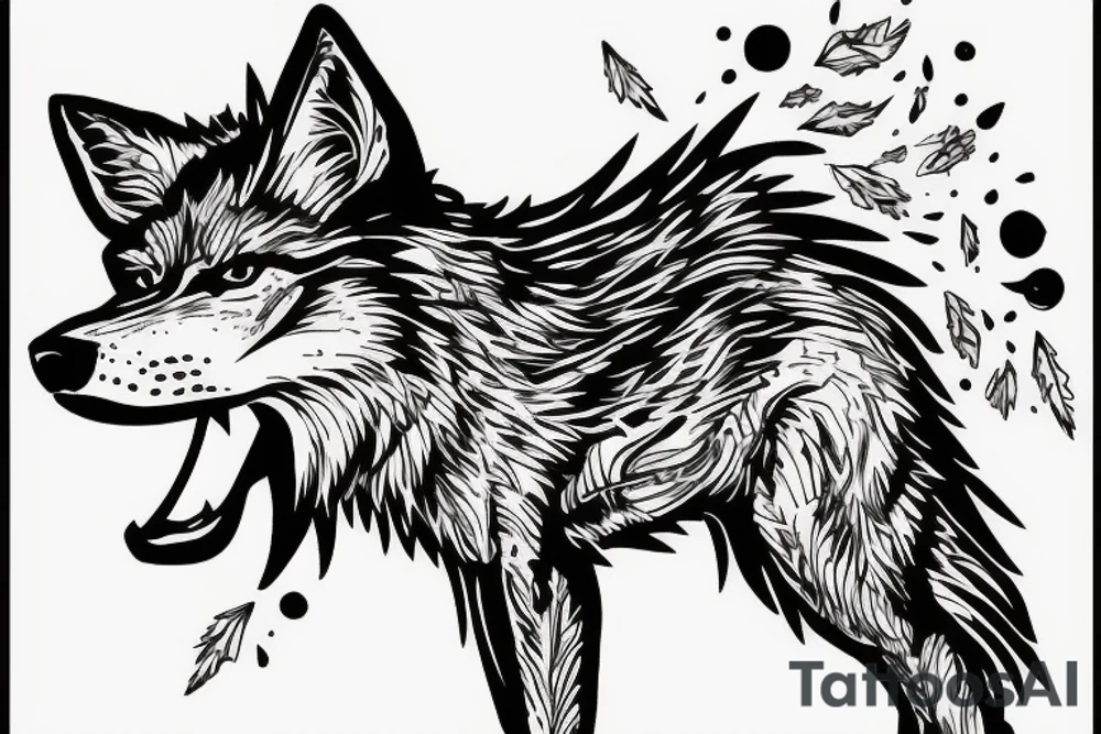 angry coyote holding a strawflakes tattoo idea