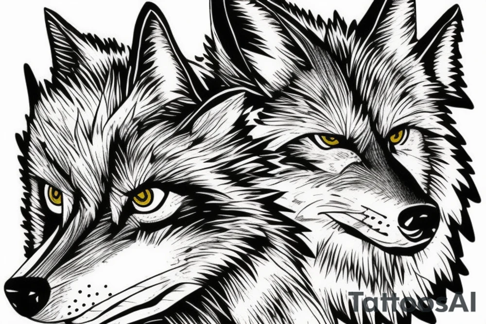 angry coyote holding a strawflakes tattoo idea