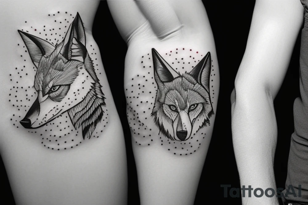 angry coyote holding a straw under snowflakes tattoo idea angry coyote holding a straw under snowflakes tattoo idea