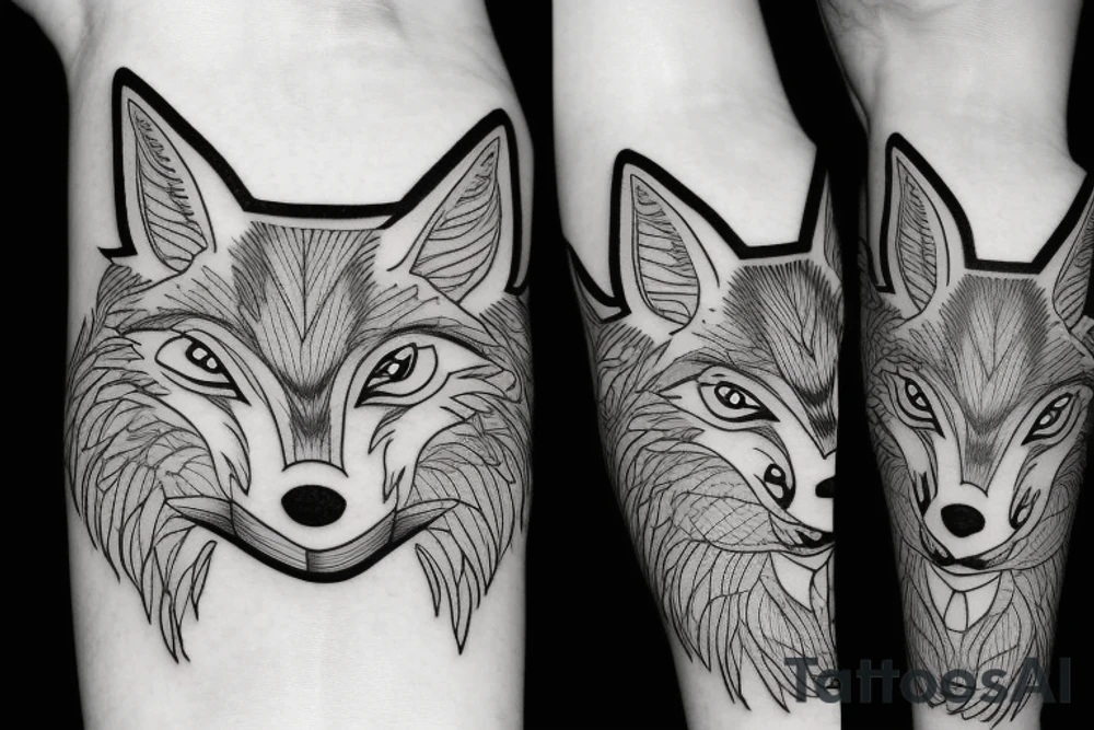 angry coyote holding a straw under snowflakes tattoo idea angry coyote holding a straw under snowflakes tattoo idea