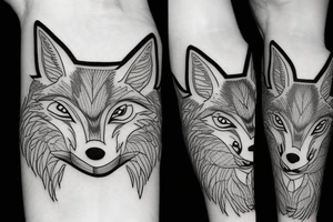 angry coyote holding a straw under snowflakes tattoo idea