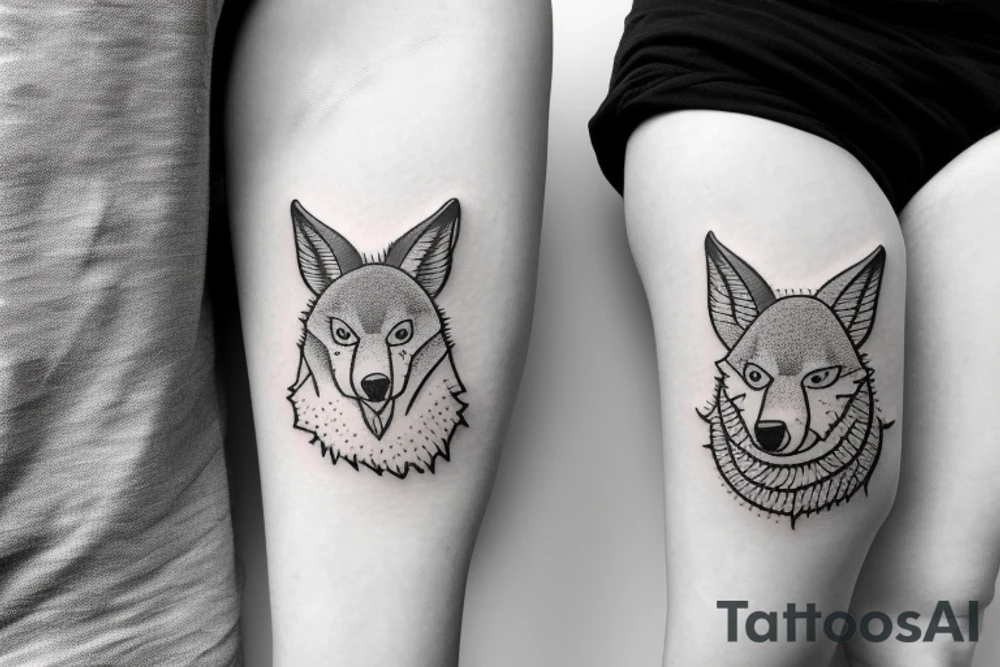 angry coyote holding a straw under snowflakes tattoo idea angry coyote holding a straw under snowflakes tattoo idea