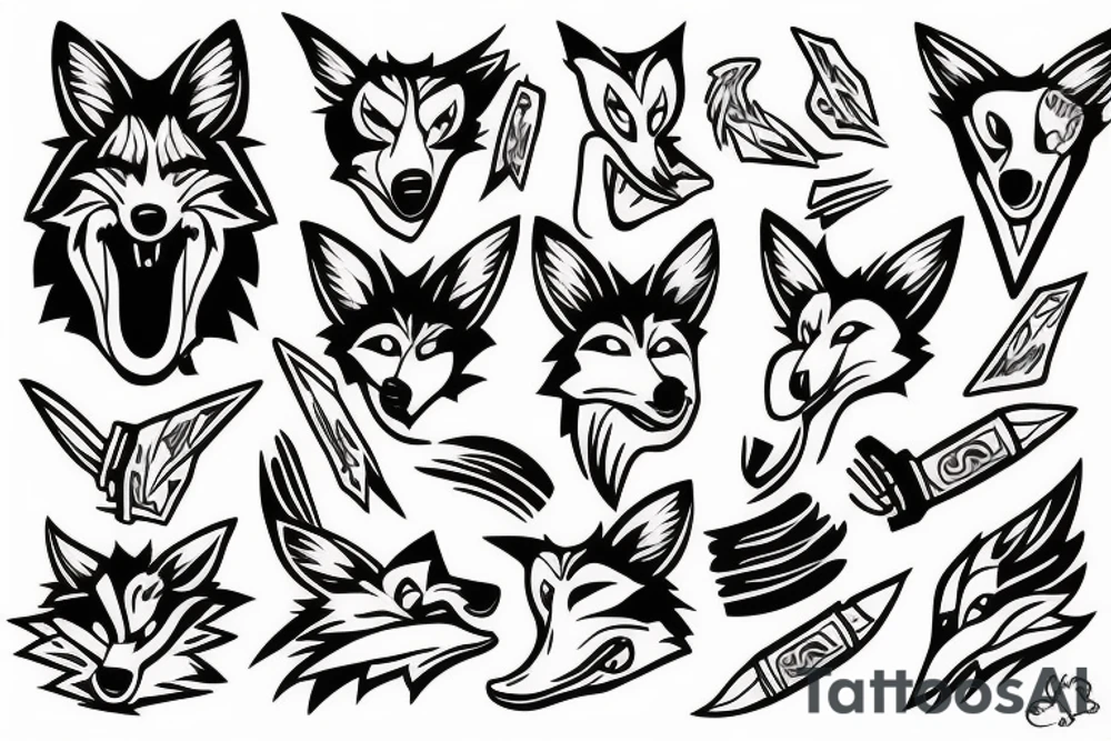 angry coyote snorting cocaine tattoo idea