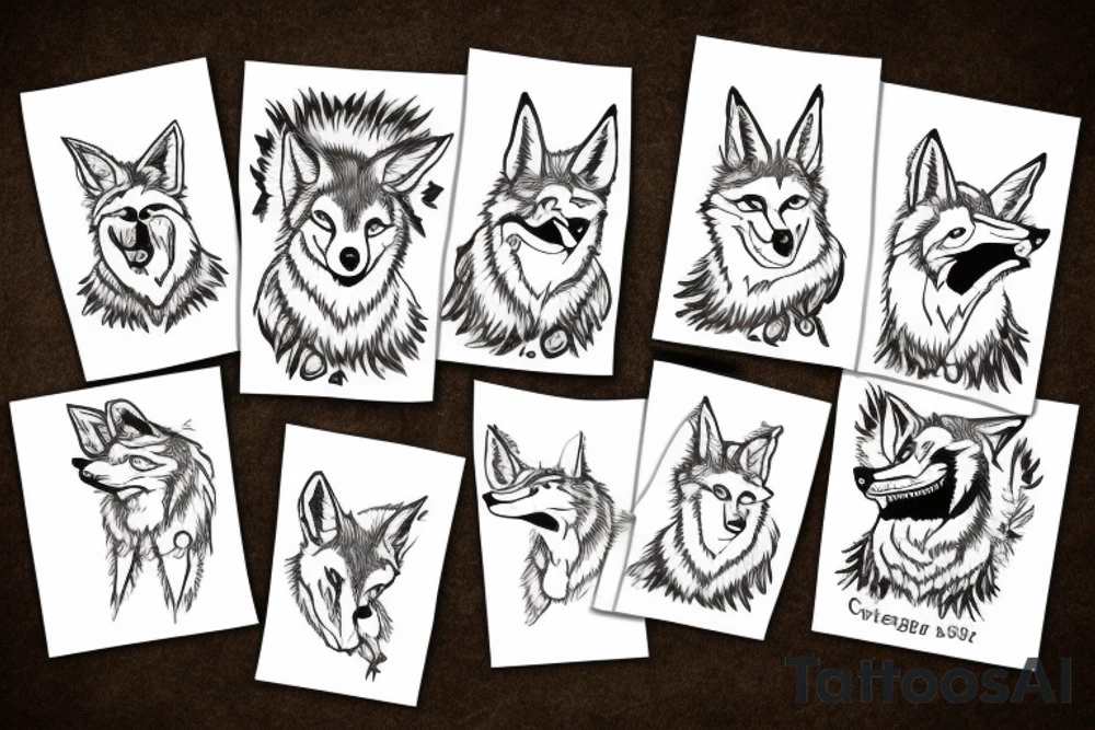 angry coyote snorting cocaine tattoo idea