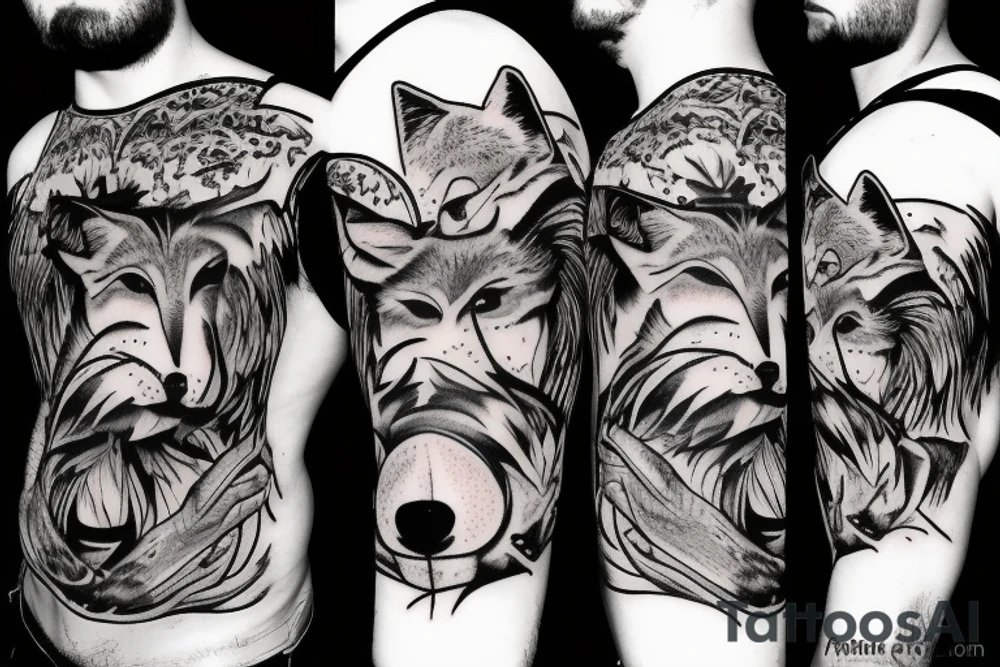 angry coyote snorting cocaine tattoo idea