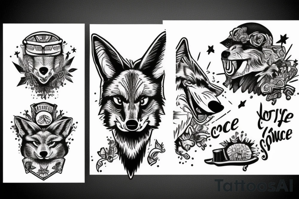 angry coyote snorting cocaine tattoo idea