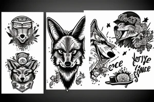 angry coyote snorting cocaine tattoo idea