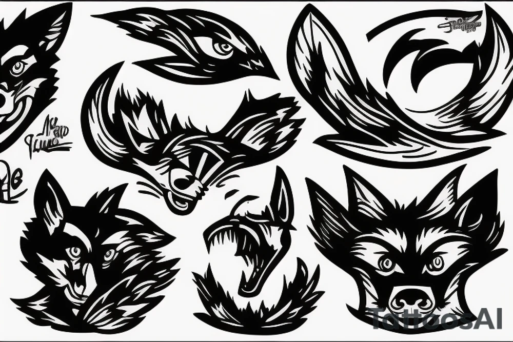 angry coyote snorting cocaine tattoo idea
