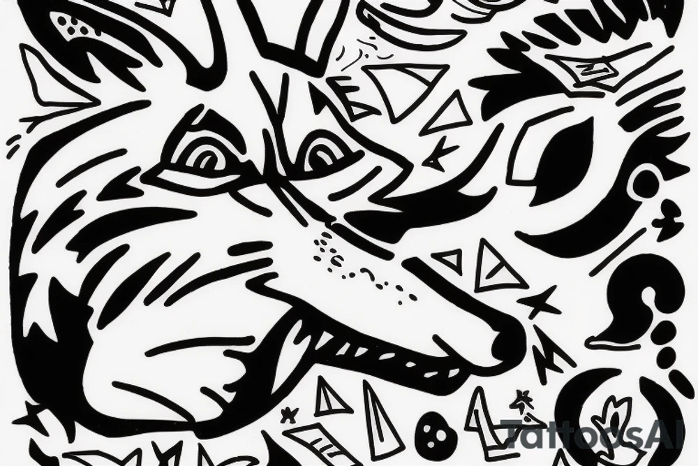 pissed off coyote wearing a beret snorting cocaine tattoo idea