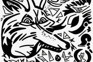 pissed off coyote wearing a beret snorting cocaine tattoo idea