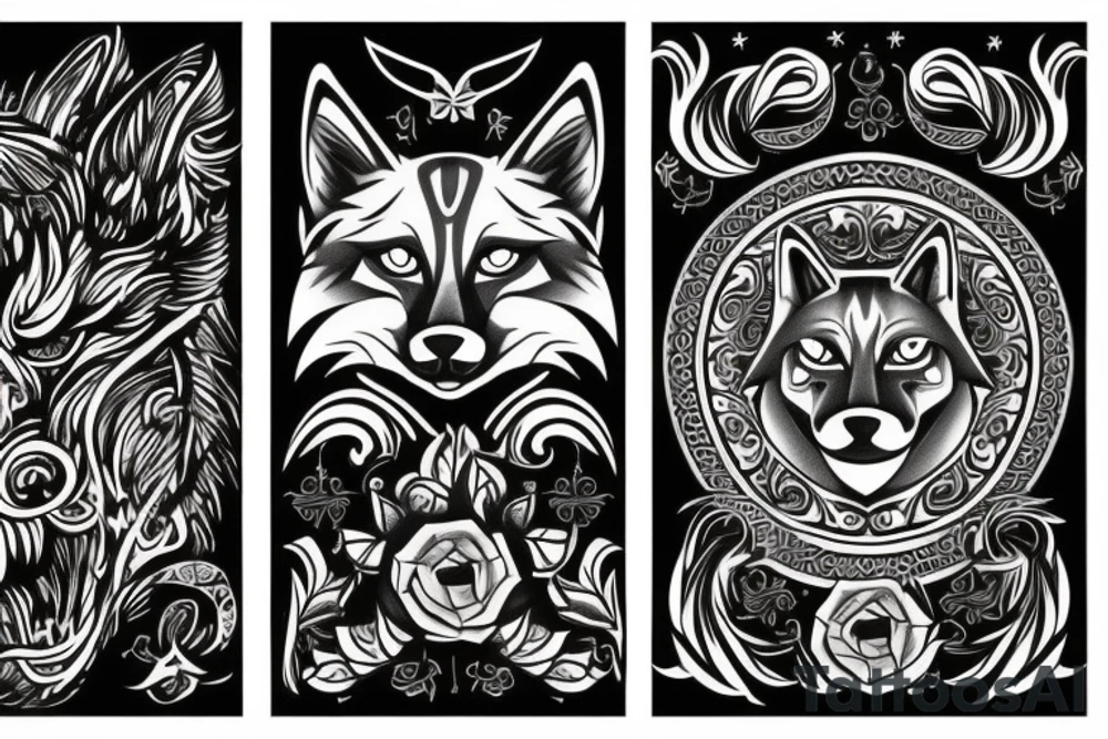 MW incorporated with a cat and wolf tattoo idea
