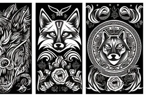 MW incorporated with a cat and wolf tattoo idea