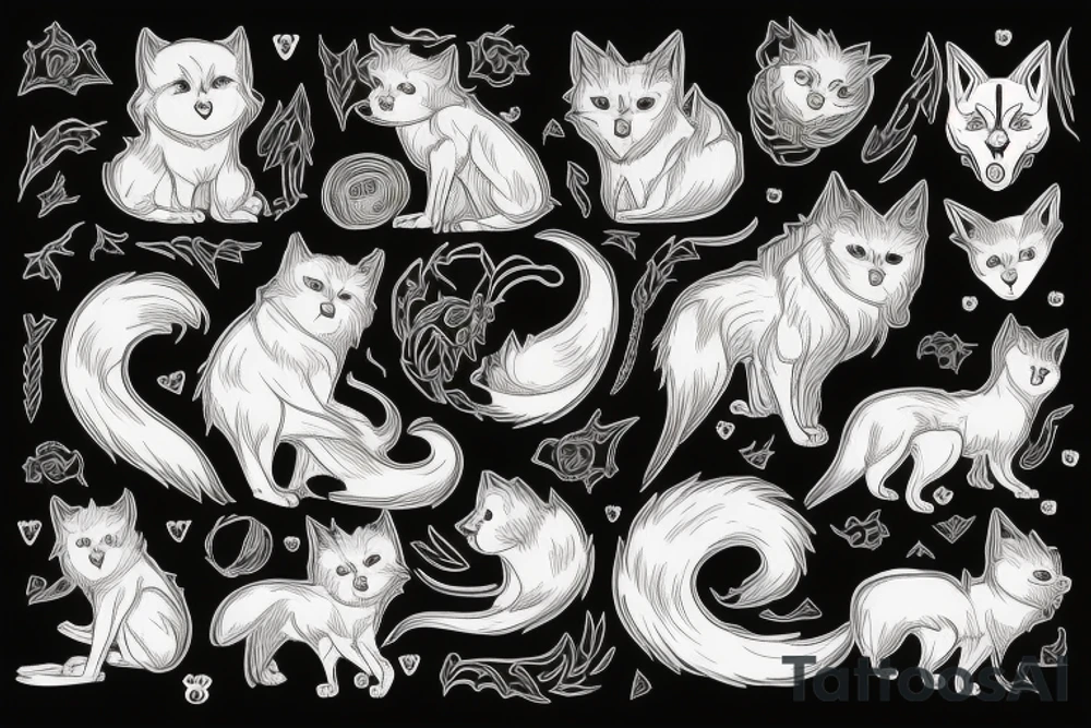 MW incorporated with a cat and wolf tattoo idea