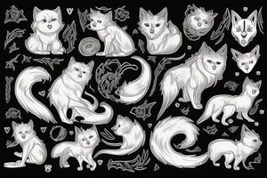 MW incorporated with a cat and wolf tattoo idea