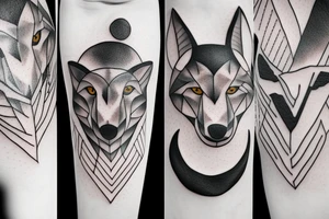 Simple "MW" designed into the shape of a moon and wolf tattoo idea